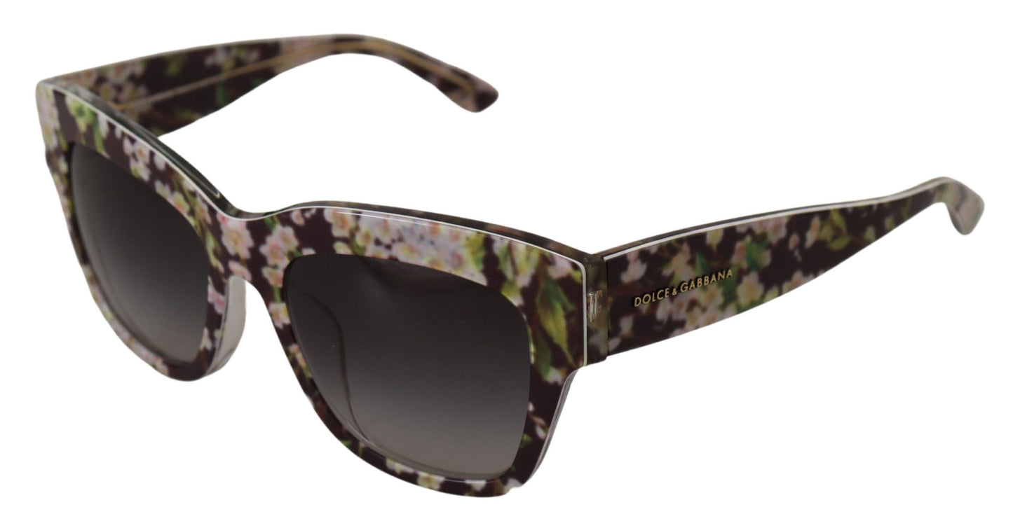 Dolce & Gabbana Black Floral Acetate Rectangle Shades DG4231F Sunglasses