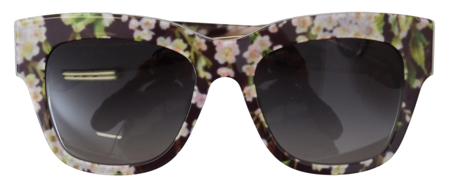 Dolce & Gabbana Black Floral Acetate Rectangle Shades DG4231F Sunglasses