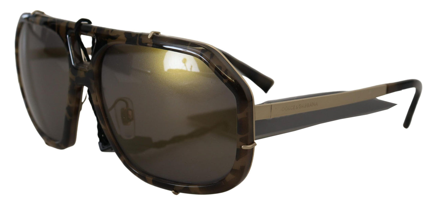 Dolce & Gabbana Brown Camo Metal Matte Mirror Lens DG2167 Sunglasses