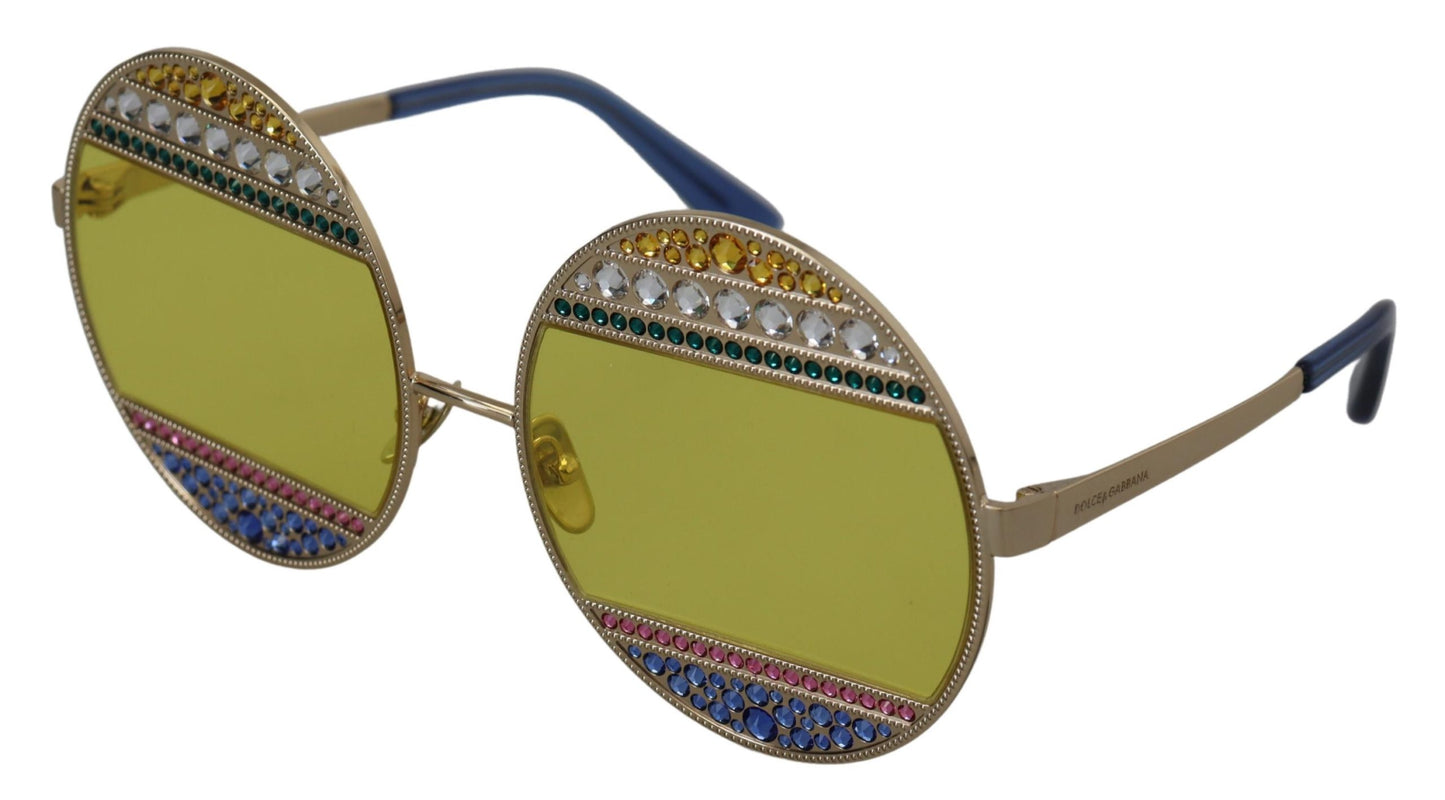 Dolce & Gabbana Gold Oval Metal Crystals Shades DG2209B Sunglasses