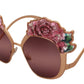 Dolce & Gabbana Pink Gold Rose Sequin Embroidery DG2202 Sunglasses