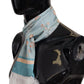 Dolce & Gabbana Blue Silk Shiny Shell-Print Neck Wrap Fringed Scarf