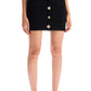 Self Portrait Black Knit Jewel Button Mini Skirt