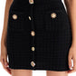 Self Portrait Black Knit Jewel Button Mini Skirt