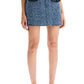 Self Portrait Blue Distressed Denim Mini Skirt