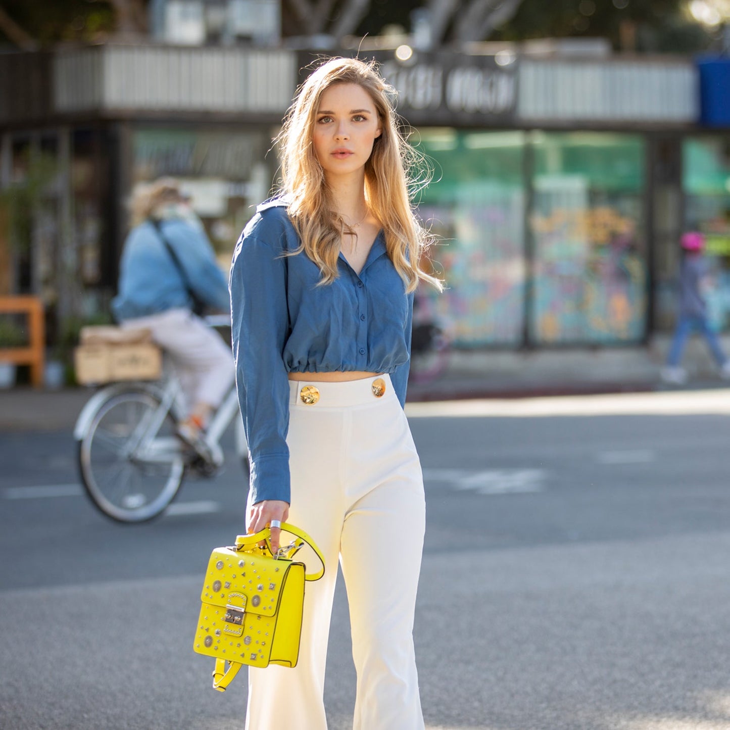 SUSU The Hollywood Yellow Leather Backpack Handbag