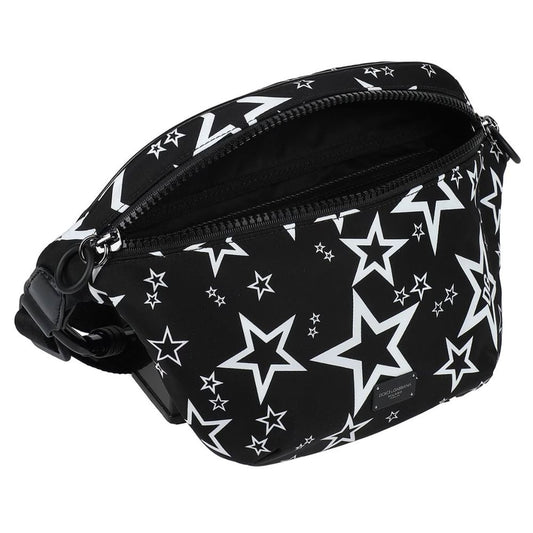 Dolce & Gabbana Black White Stars Crossbody Belt Bag