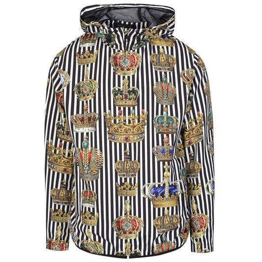 Dolce & Gabbana Crown Black White Stripe Hooded Jacket