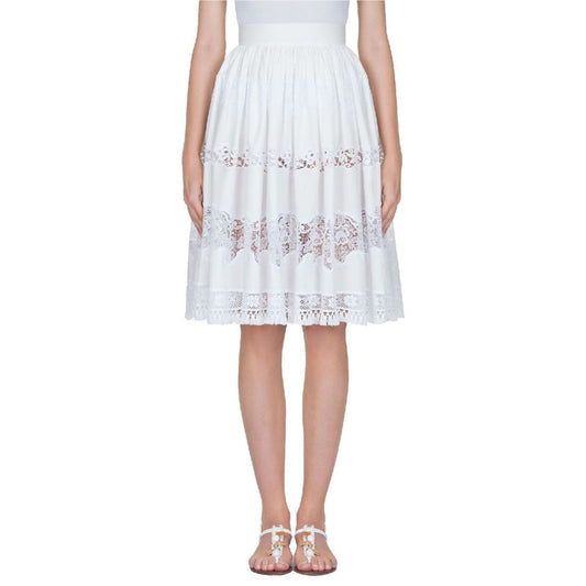 Dolce & Gabbana White Embroidered Lace Skirt