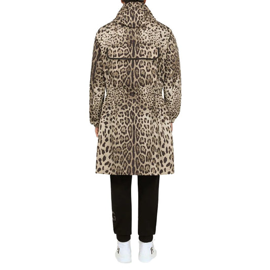 Dolce & Gabbana Brown Leopard Logo Rain Jacket