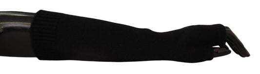 Dolce & Gabbana Black Knitted Fingerless Elbow Length Gloves