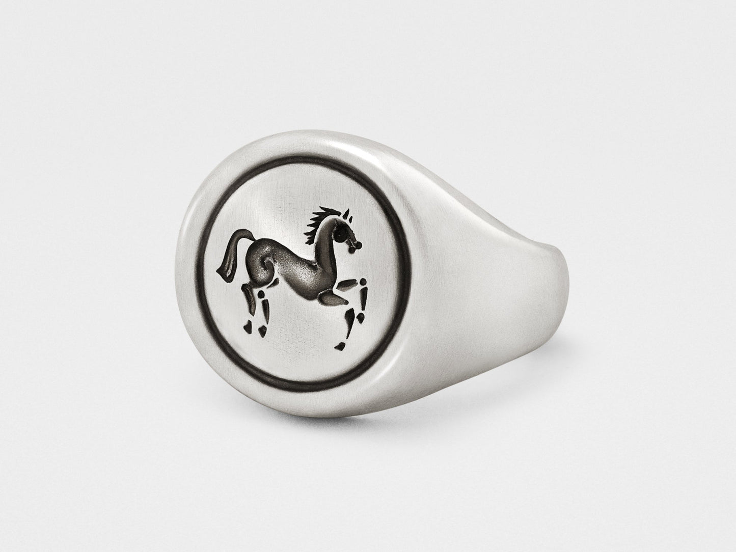 Snake Bones Horse 925 Sterling Silver Signet Ring