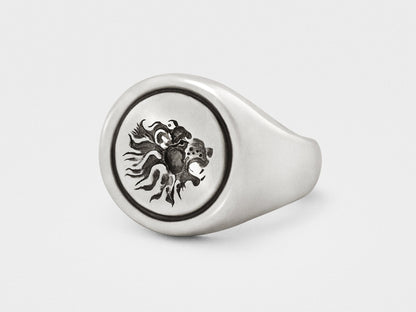 Snake Bones Lion 925 Sterling Silver Signet Ring