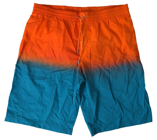 Dolce & Gabbana Orange Blue Gradient Beachwear Swimwear Shorts