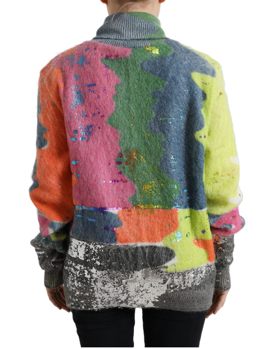 Dolce & Gabbana Multicolor Mohair Turtleneck Pullover Sweater