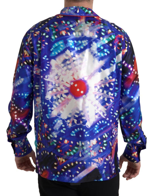 Dolce & Gabbana Multicolor Silk Psychedelic Print Men Pajama Shirt