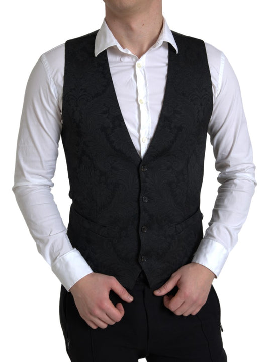 Dolce & Gabbana Black Waistcoat Formal Vest
