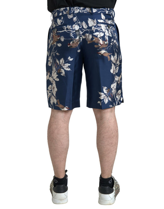Dolce & Gabbana Blue Floral Print Silk Men Bermuda Shorts