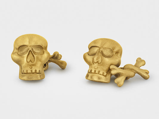 Anatoly Startsev "Jolly Roger" Skull and Bones Cufflinks in 18K Gold