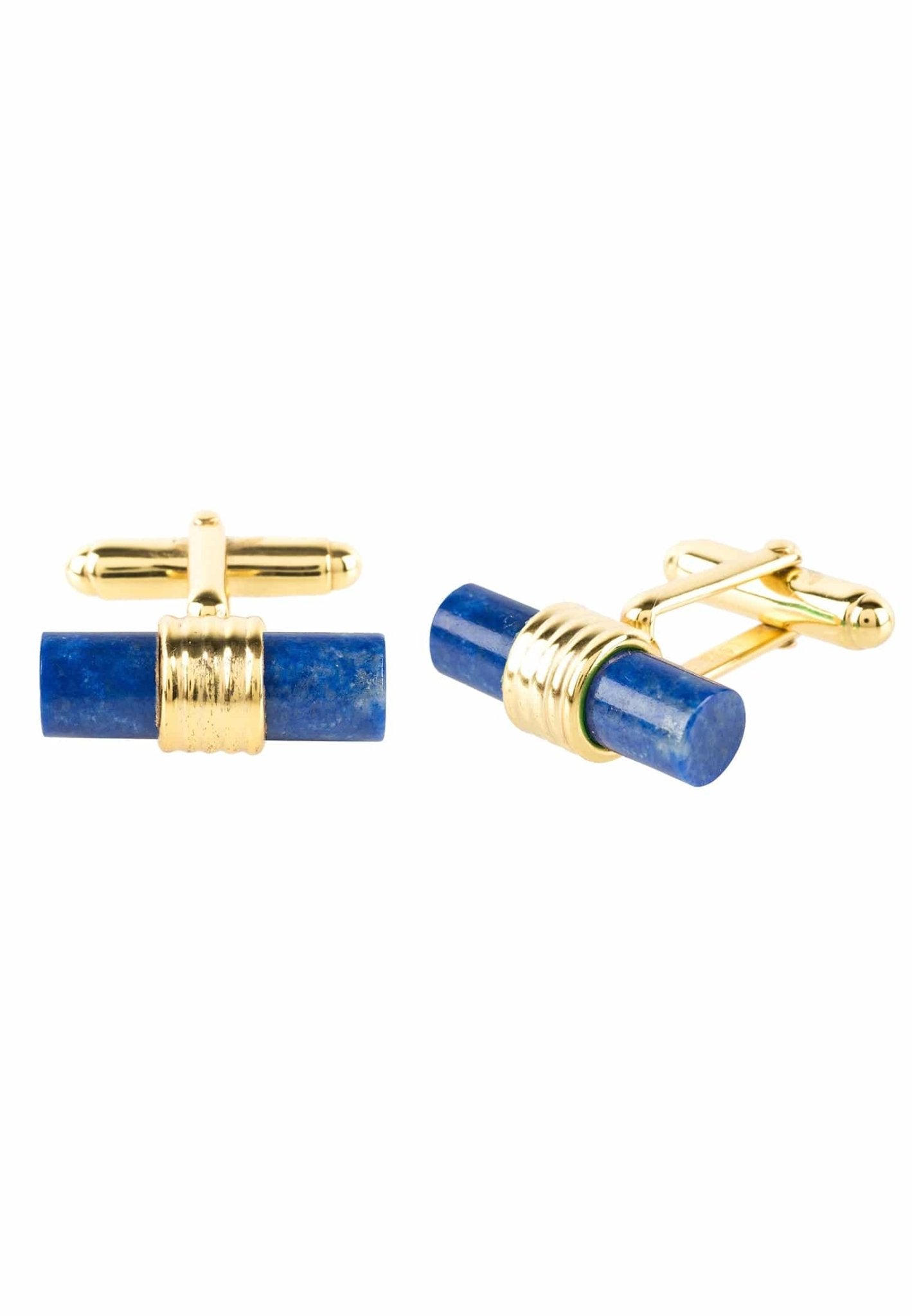 Latelita Gold Blue Lapis Lazuli Cylindrical Cufflinks