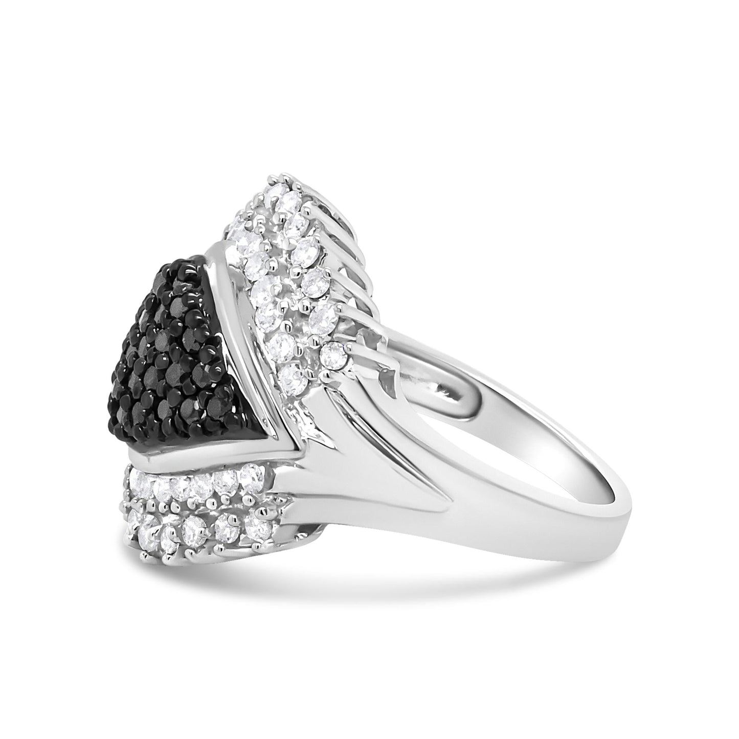 Infinite Jewels Sterling Silver White Black Diamond Cluster Evil Eye Ring