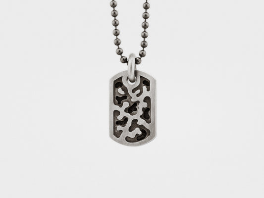 Snake Bones Small Camouflage Dog Tag 925 Sterling Silver Necklace