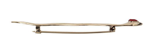 Dolce & Gabbana Silver Brass Crystal Spilla Serpente Brooch Pin