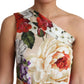 Dolce & Gabbana Print Silk Stretch One Shoulder Dress Floral