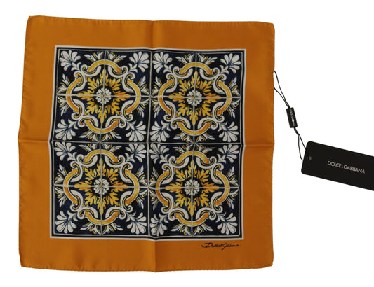 Dolce & Gabbana Orange Majolica Pattern Square Handkerchief Scarf