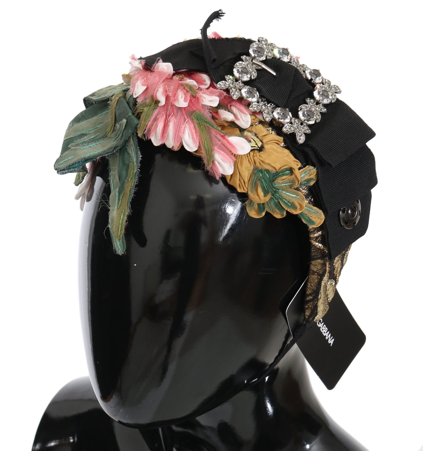 Dolce & Gabbana Multicolor Tiara Floral Crystal Bow Diadem Headband