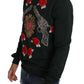 Dolce & Gabbana Dark Green Crystal Heart Roses Gun Sweater