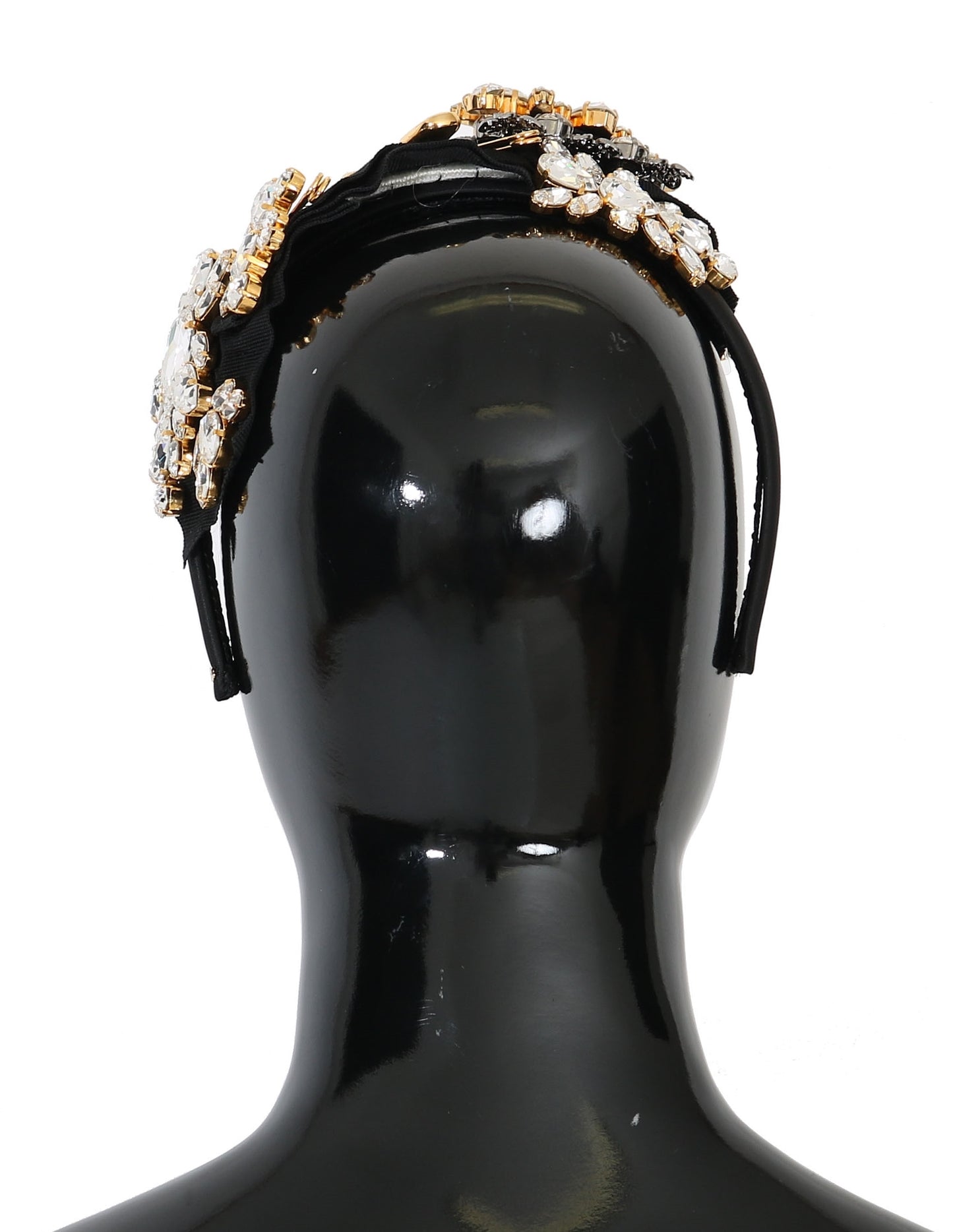 Dolce & Gabbana Black Crystal White Hair Parrucchiera Headband Diadem