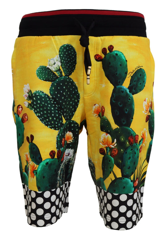 Dolce & Gabbana Yellow Green Multicolor Cactus Print Shorts