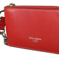 Dolce & Gabbana Red Leather Purse Silver Tone  Keychain