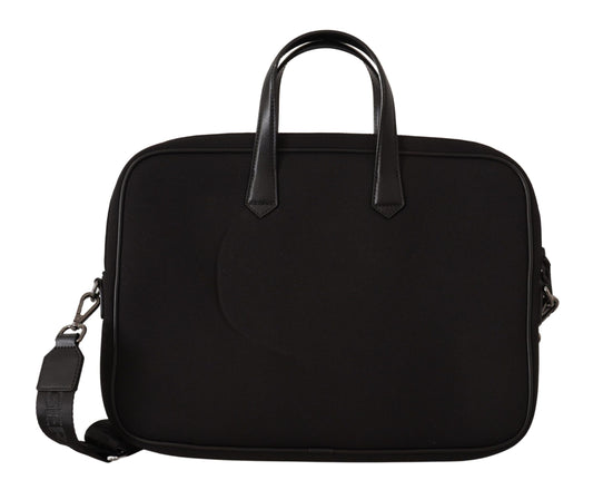 Karl Lagerfeld Black Nylon Laptop Crossbody Shoulder Bag