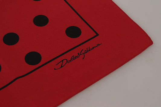 Dolce & Gabbana Red Polka Dots DG Print Square Handkerchief Scarf