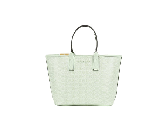 Michael Kors Jodie Small Atom Green Jacquard Logo Tote Handbag