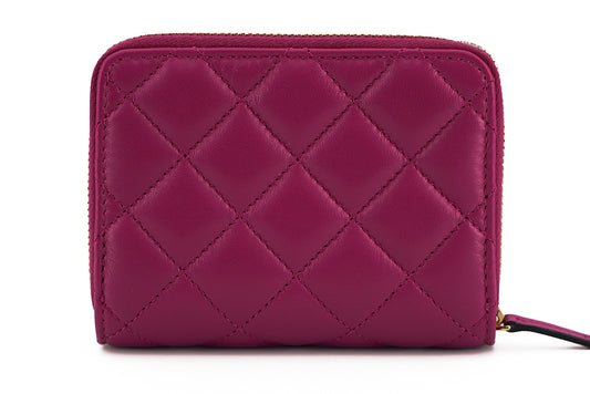 Versace Purple Nappa Leather Bifold Zip Around Wallet