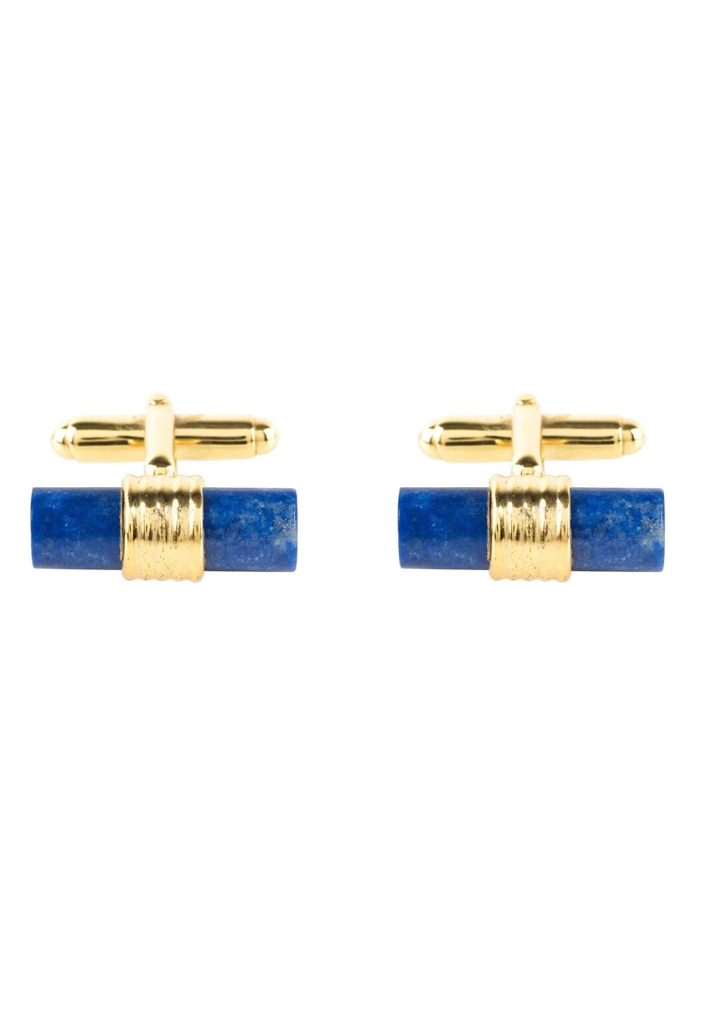 Latelita Gold Blue Lapis Lazuli Cylindrical Cufflinks