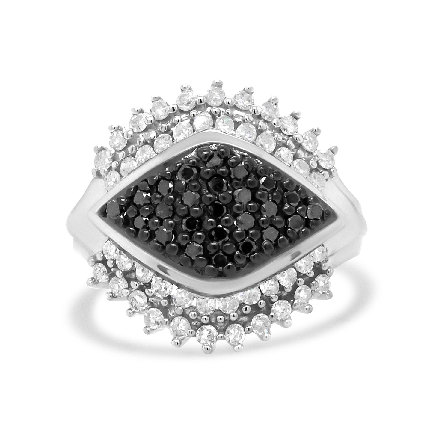 Infinite Jewels Sterling Silver White Black Diamond Cluster Evil Eye Ring