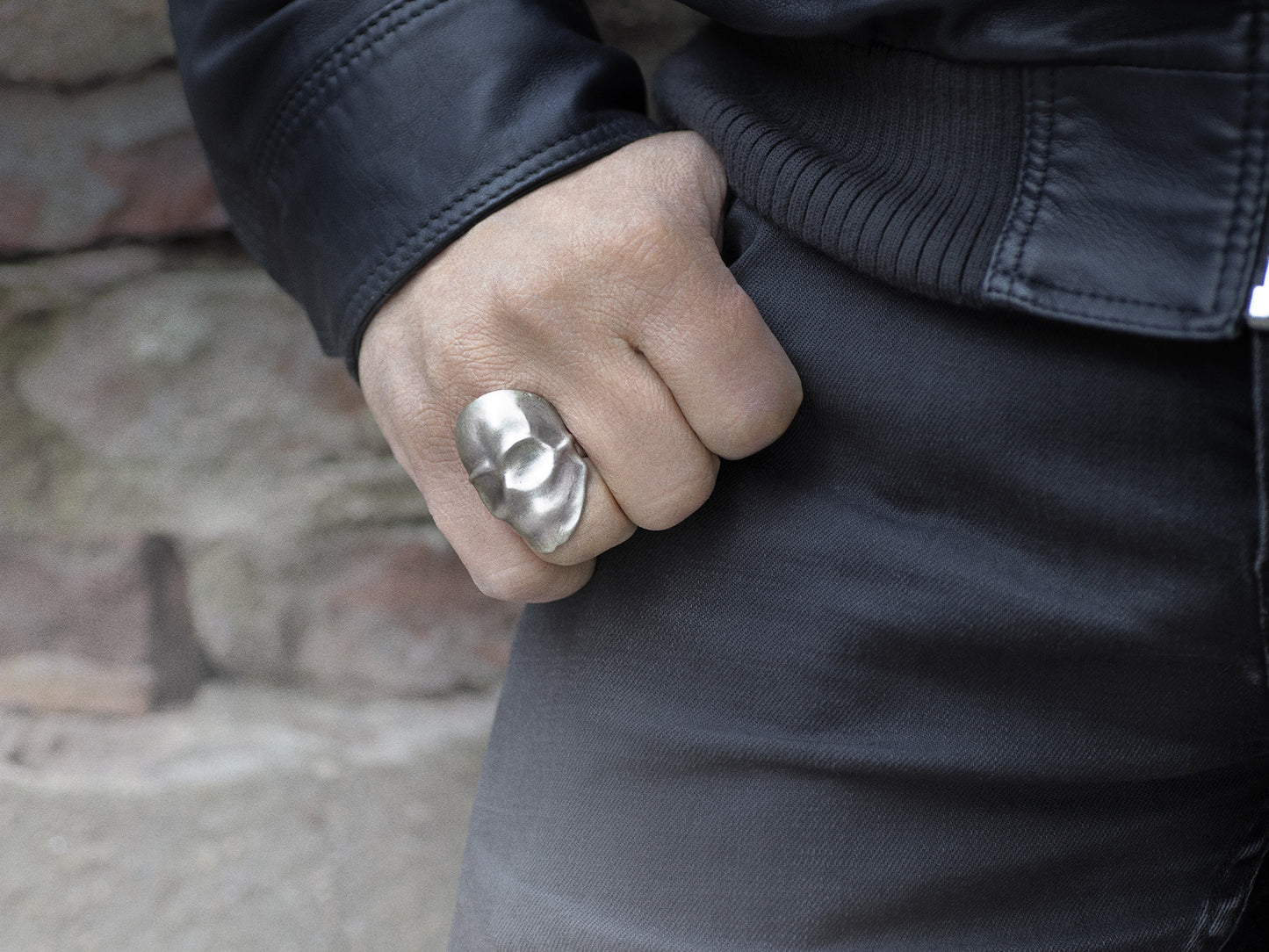 Snake Bones "Phantom" Skull 925 Sterling Silver Ring