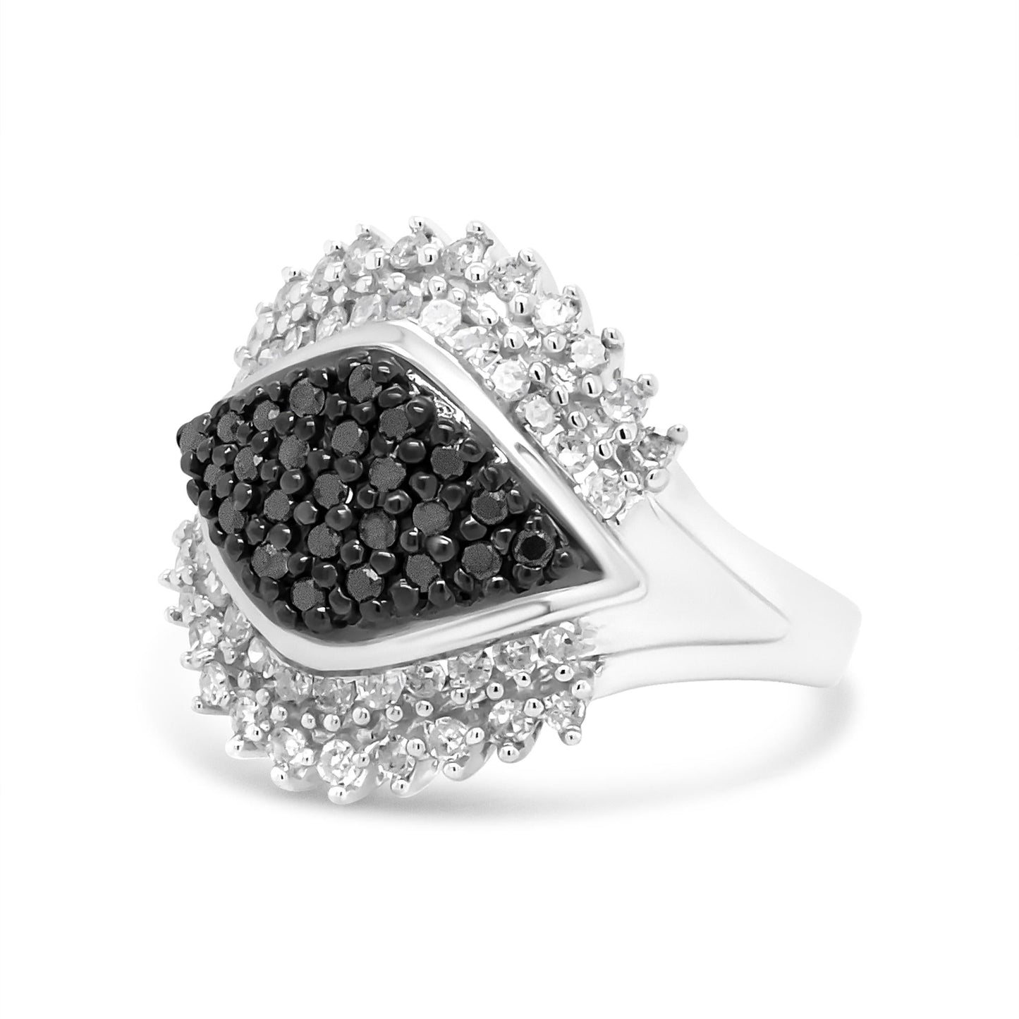 Infinite Jewels Sterling Silver White Black Diamond Cluster Evil Eye Ring