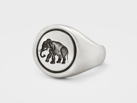Snake Bones Elephant 925 Sterling Silver Signet Ring