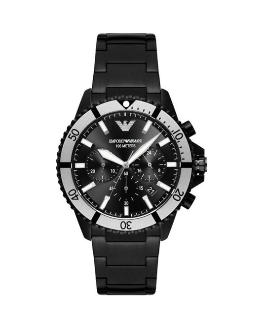 Emporio Armani Watches Black Steel Chronograph Watch