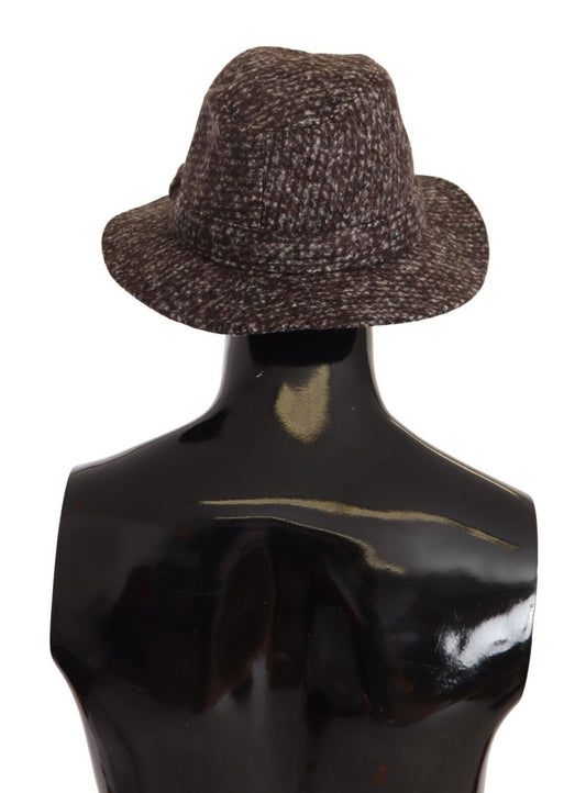 Dolce & Gabbana Gray Melange Blended Textured Tweed Hat