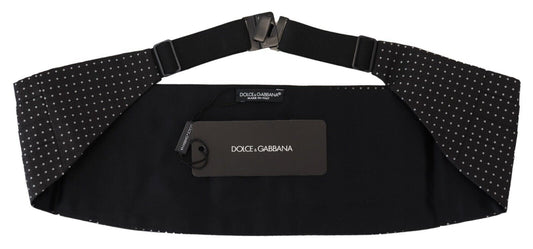 Dolce & Gabbana Black Polka Dot Wide Waist Men Belt Cummerband