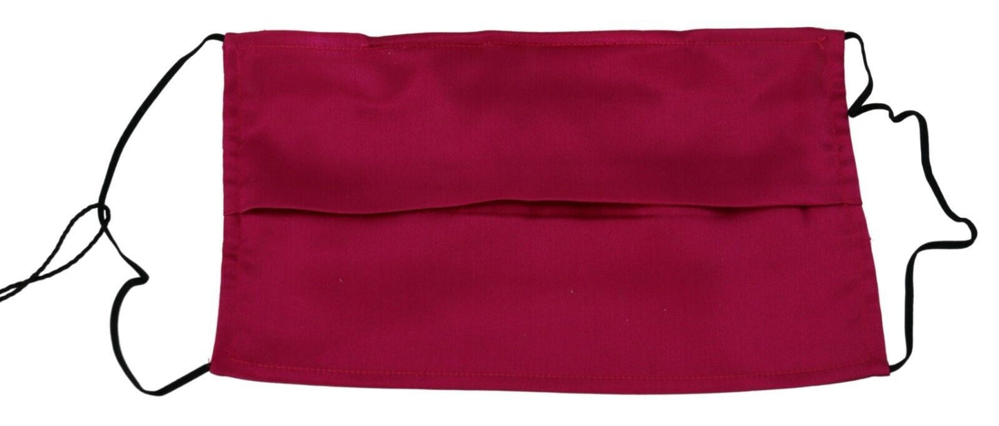 Dolce & Gabbana Maroon Silk Pleated Elastic Ear Strap One Size Face Mask