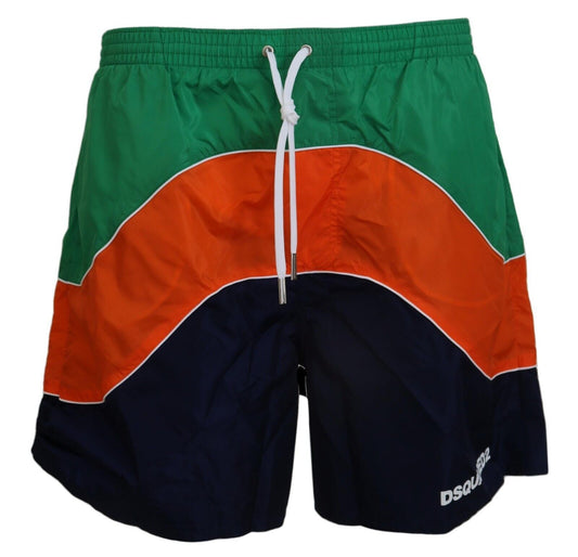 Dolce & Gabbana Multicolor Logo Print Men Beachwear Swimwear Short