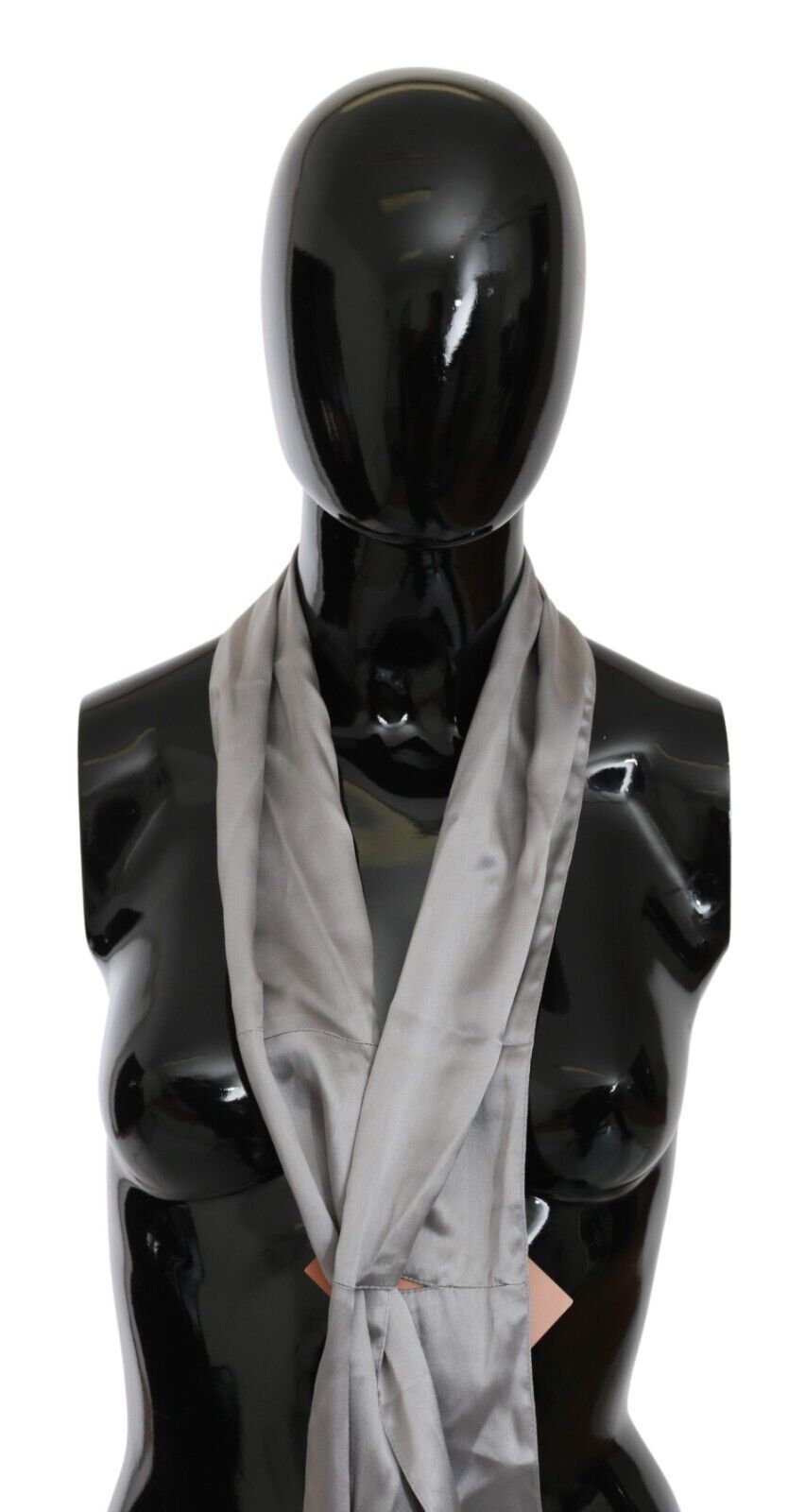 Ermanno Scervino Metallic Silver Silk Neck Wrap Shawl Scarf