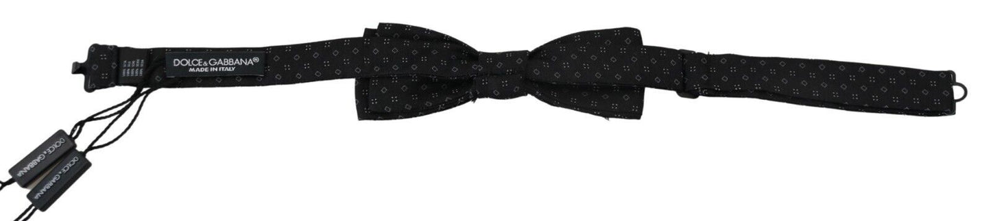 Dolce & Gabbana Black Silk Patterned Necktie Men Accessory Bow Tie